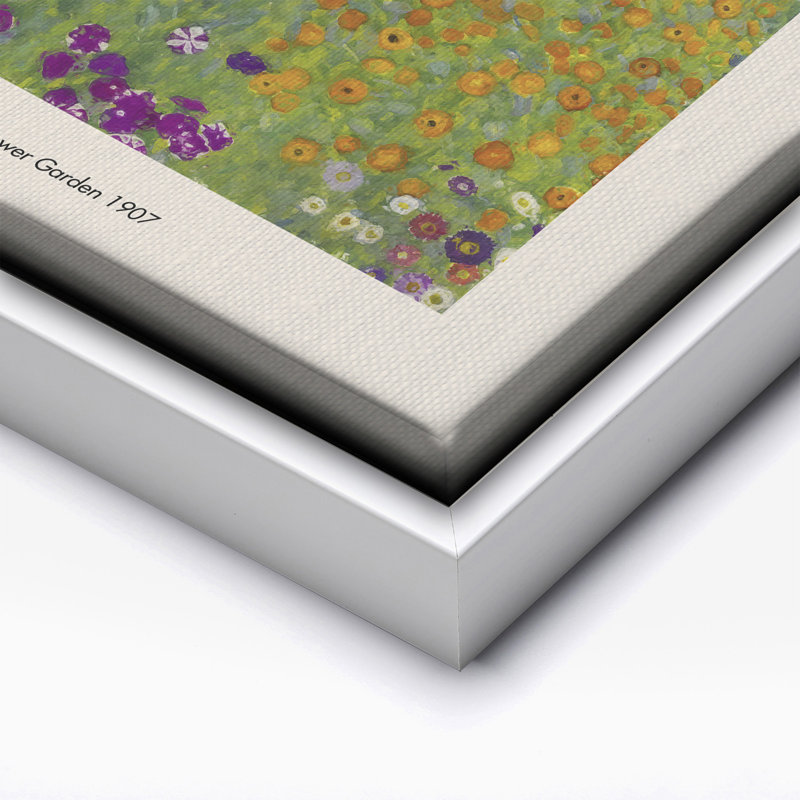 Gustav Klimt - Jardin de fleurs, 18"H x 24"W, Canvas, White Framed
