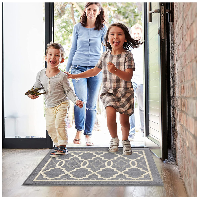 Non-Slip Indoor Door Mat, 38.1cm W x 61cm L, Light Grey