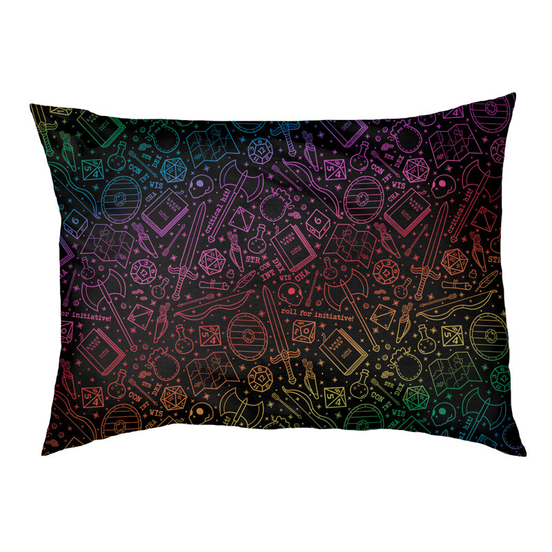 Coussin Byrge, Moyen (l 29,5 po x P 19,5 po x H 9,5 po), Noir / rose / olive