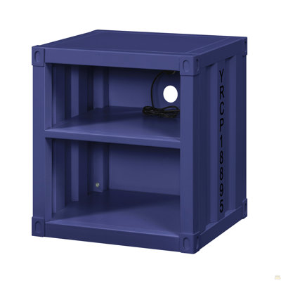 Blue Nightstand With Open Shelf