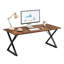 Bureau de direction 71 po avec structure en métal et finition en bois rétro, grand bureau d'ordinateur avec une capacité de 360 lb pour le bureau personnel - Table d'écriture ergonomique avec pieds réglables