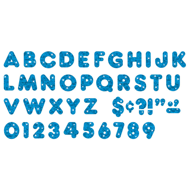Blue Sparkle 4 po lettres majuscules décontractées, Bleu