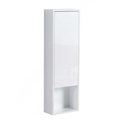 12-Inch Float Mounting Bathroom Glossy Wall Cabinet With Soft Close Doors