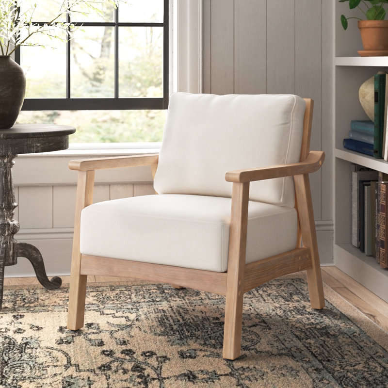 Fauteuil en polyester de 27 po Willbanks, Lin blanc moelleux