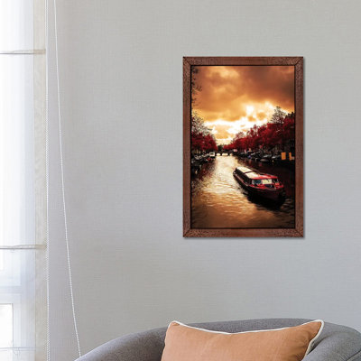 Red Leaves In Amsterdam by Enzo Romano - Floater Frame Print on Canvas