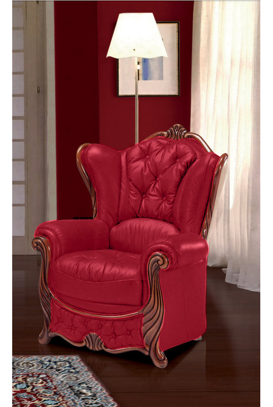 Dodgen Faux Leather Wingback Chair, Bordeaux