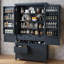 Grand garde-manger autoportant de 41,3 po avec 8 supports à vin | Armoire de rangement en bois avec 8 tablettes de porte, 3 tablettes réglables et 7 tiroirs pour la cuisine et la salle à manger-477719240