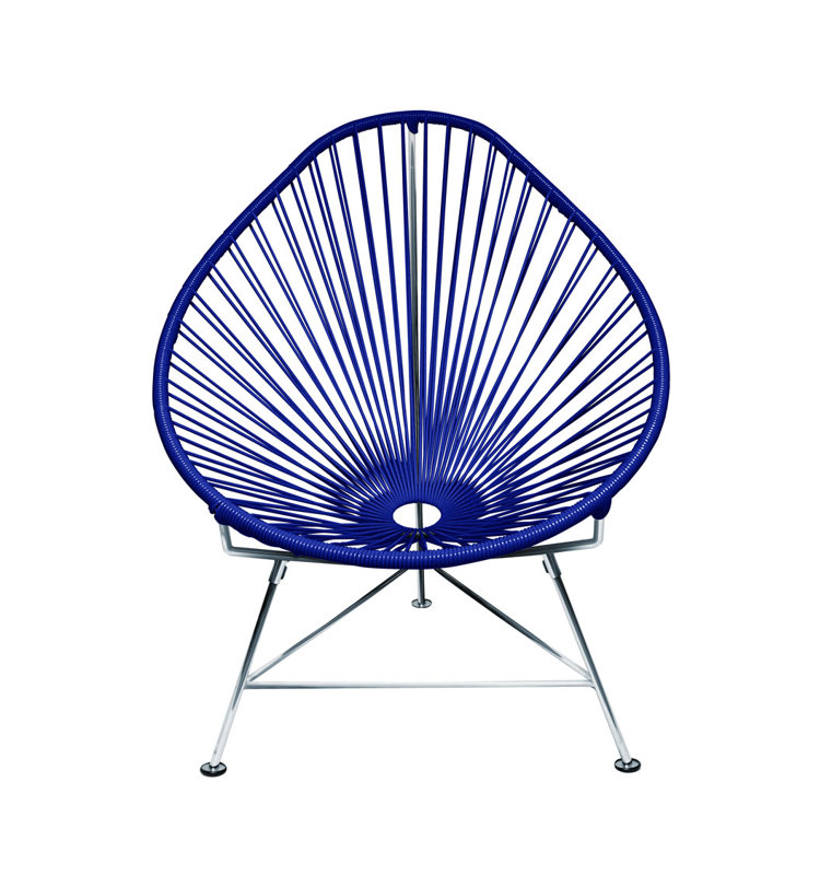 Junior Acapulco Indoor/Outdoor Handmade Chair, Deep Blue/Chrome