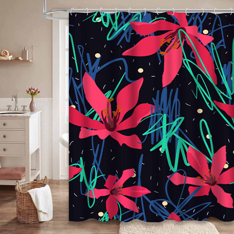 Rideau de douche imperméable à l'eau avec 12 crochets, L 72 po x l 84 po