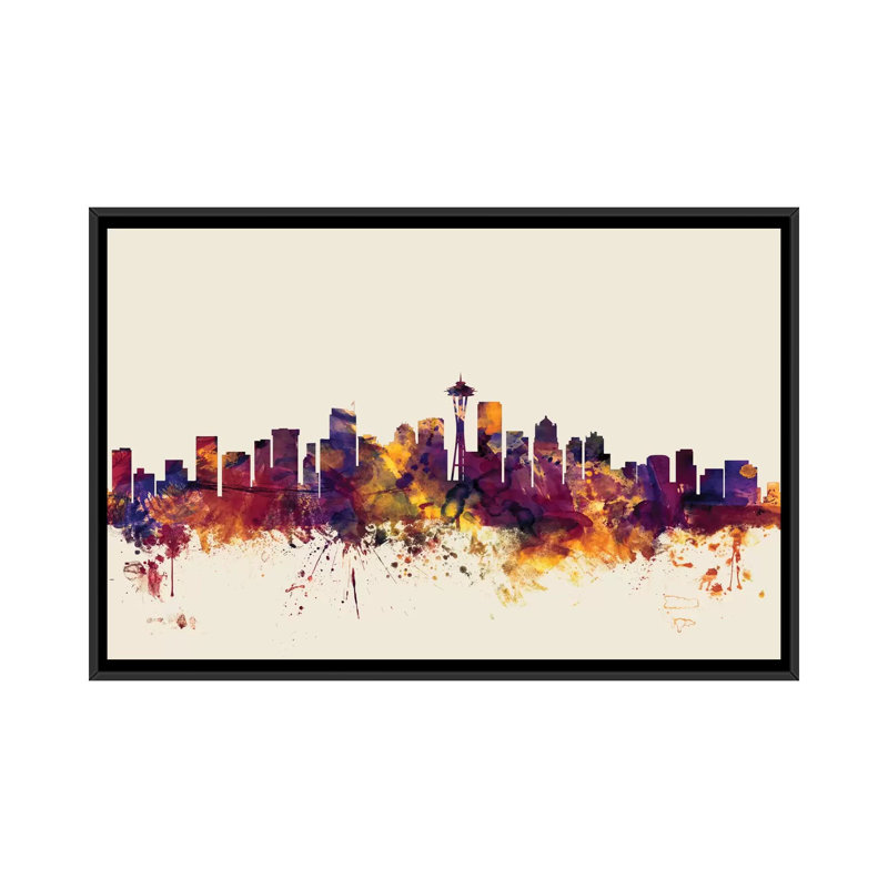 Skyline Series: Seattle, Washington, États-Unis, impression sur toile tendue beige, H 18 po x l 26 po x P 1,5 po