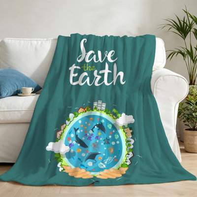 Jeté en flanelle transparente molletonnée, impression d'un seul côté de la Terre