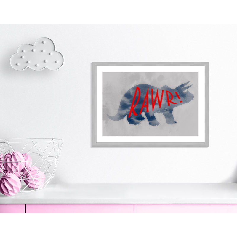 Dino Rawr Art, H 24,5 po x l 34,5 po x P 0,6 po, Encadré plat argent
