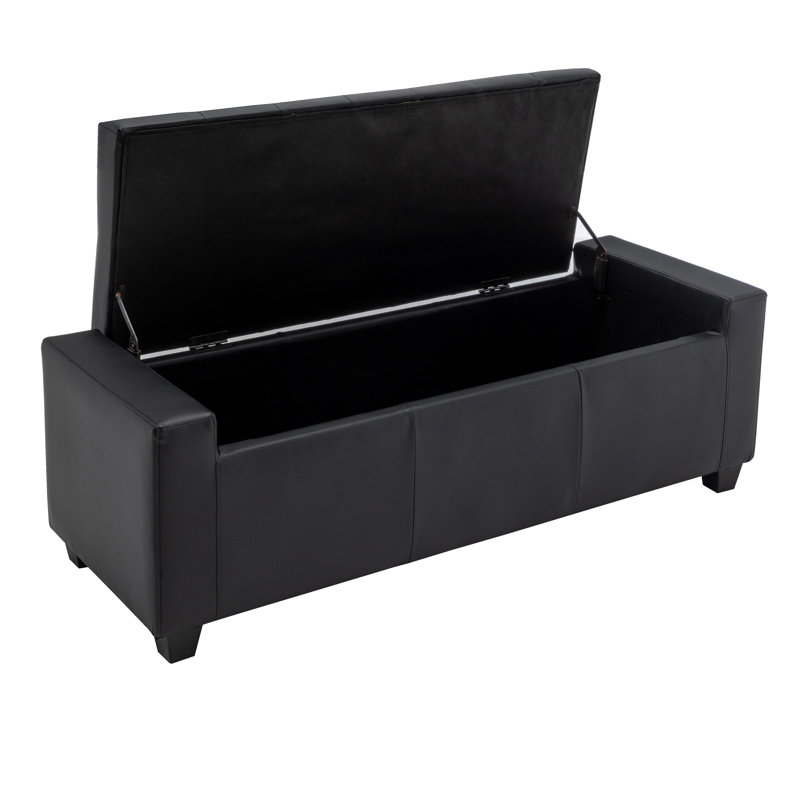 Corneshia Faux Leather Upholstered Storage Bench, Black