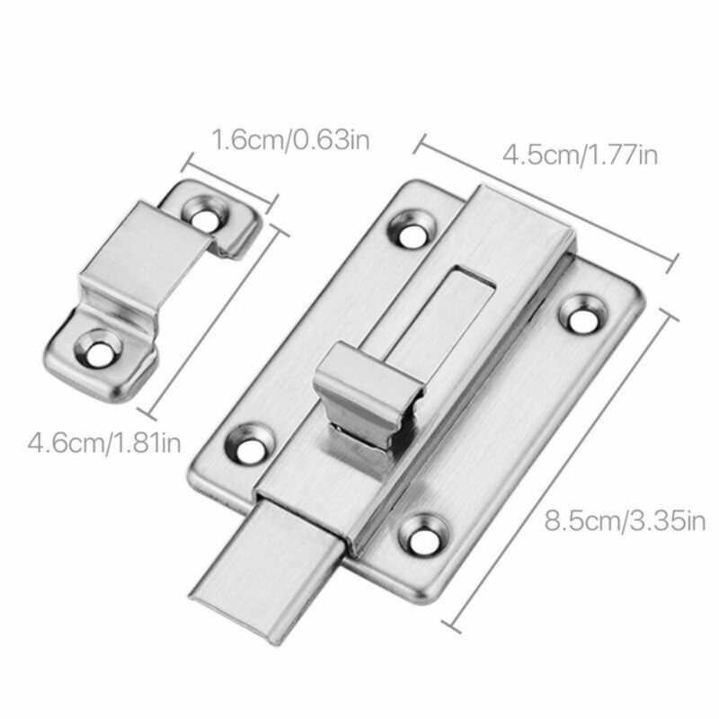 2pcs Stainless Steel Spring Slide Lock Door Latch Sliding Lock Keyless Door Bolt Slide Bolt Door Latch