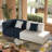 77.55" Two-tone Fabric Sofa Couch, Solid Wood Frame, Foam Cushions With 2 Throw Pillows