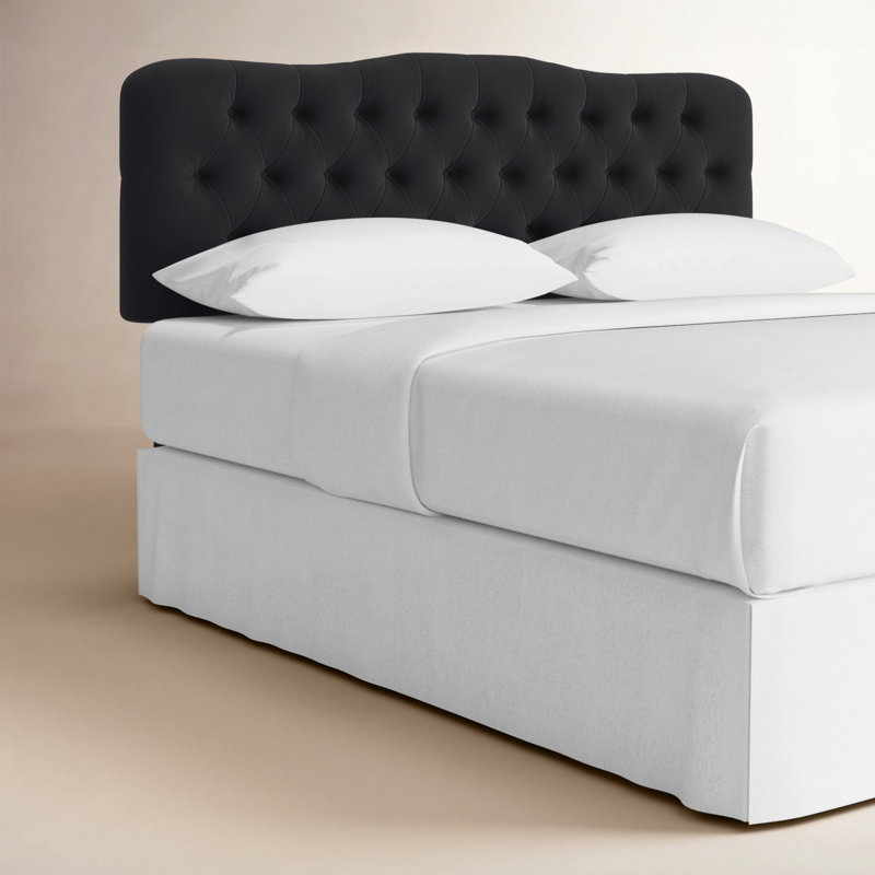 Rodan Upholstered Headboard, California King, Classic Black Performance Velvet