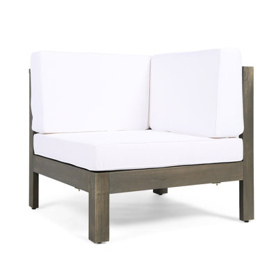 Fauteuil d'angle blanc avec structure en bois, coussin avec coussin de résistance aux liquides, blanc, coussin d'eau, 29,45 po x P 29,45 po, H 26,35 po