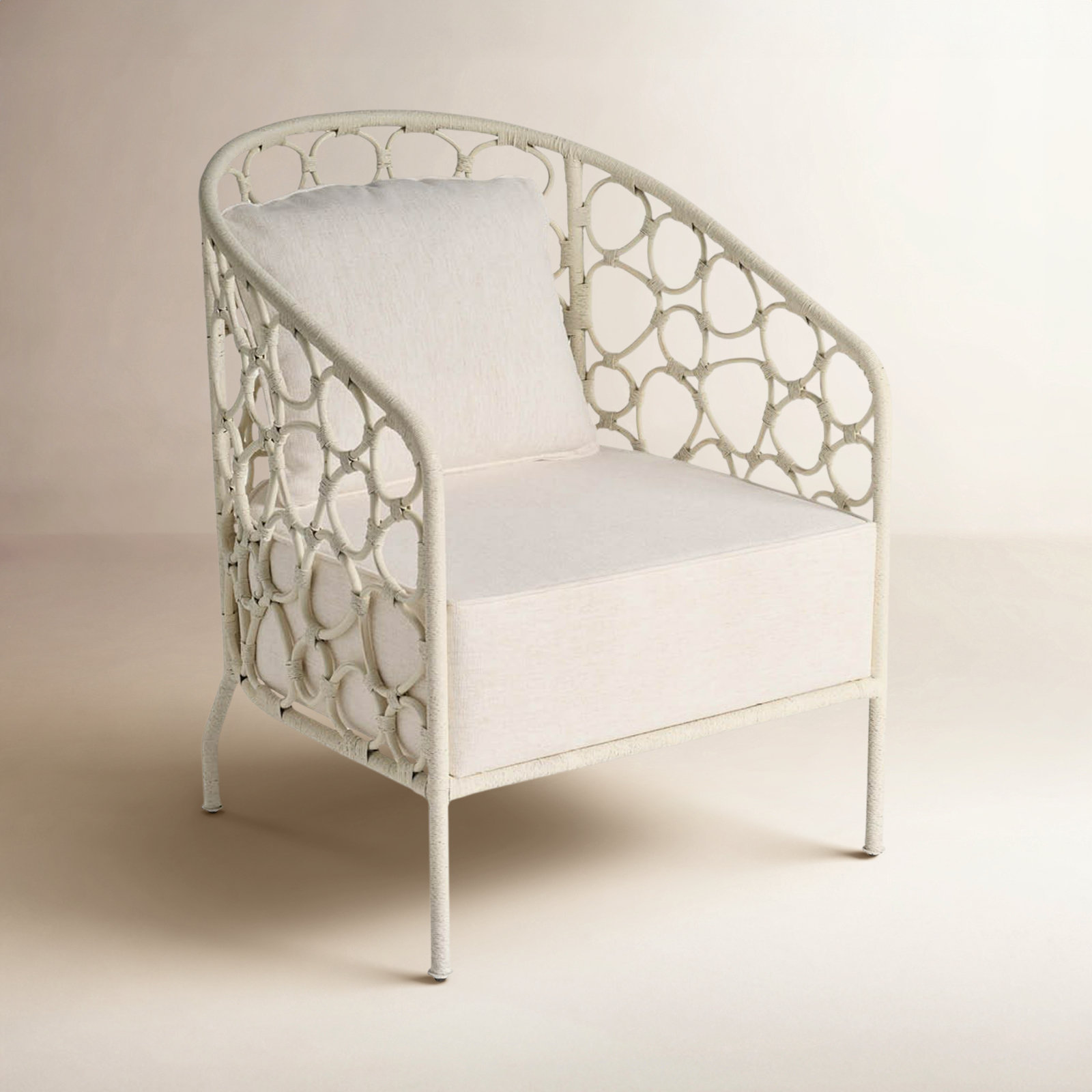 Adalard Upholstered Barrel Chair, White