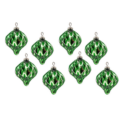 Boule de Noël 4,2 x 4,2 x 5,1 po, boules de Noël suspendues en verre pour décorations de fêtes, ensemble de 8