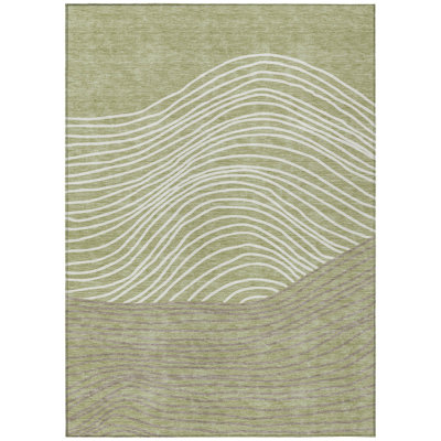 Machine Washable Indoor/Outdoor Buster ACN2350 Stripes Rug