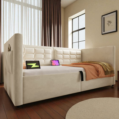 Twin Upholstered Daybed With Charging Station And Storage by Mercer41