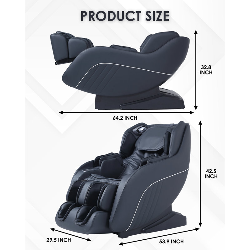 Fauteuil de massage noir en simili cuir noir avec massage chauffant et commande vocale