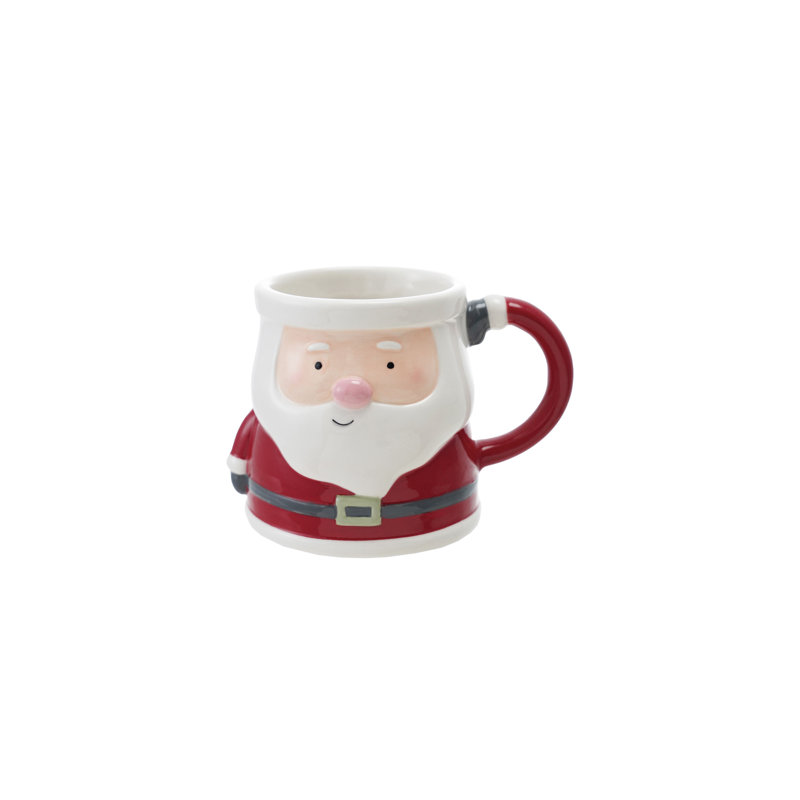12-Ounce Hand-Painted Ceramic Santa Shaped Mug