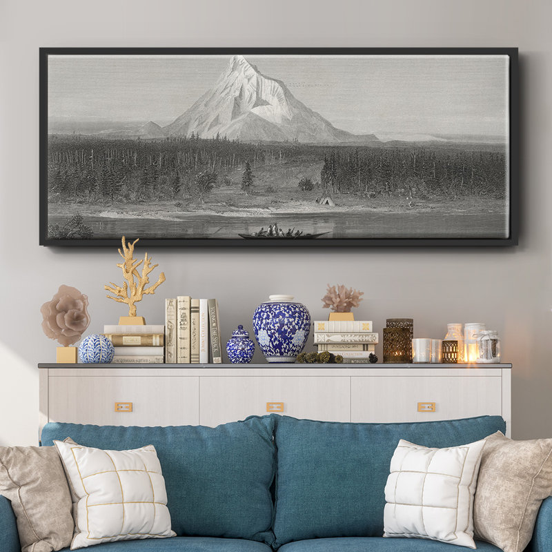 «Mount Hood from the Columbia», toile encadrée, H 20 po x l 50 po