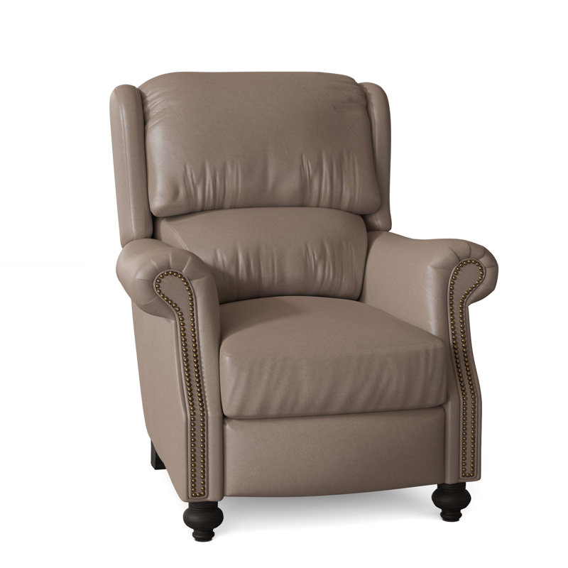 Bancroft Recliner, Aline Fumo Genuine Leather, Cobblestone, French Natural