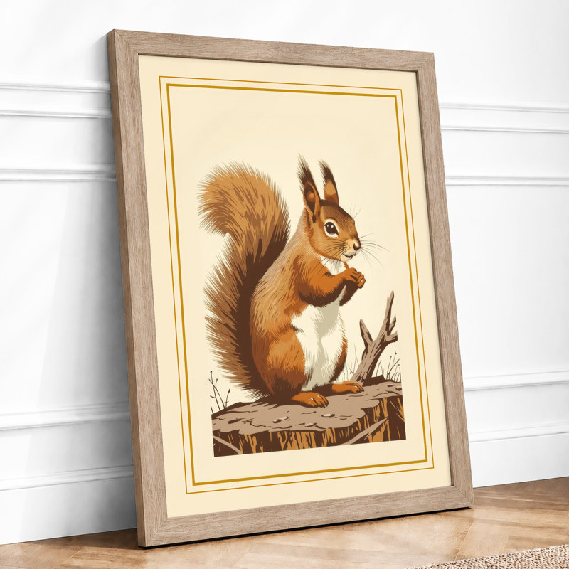 Red Squirrel Portrait Boho - Print, Oak, A3 - 42.0 x 29.7 cm