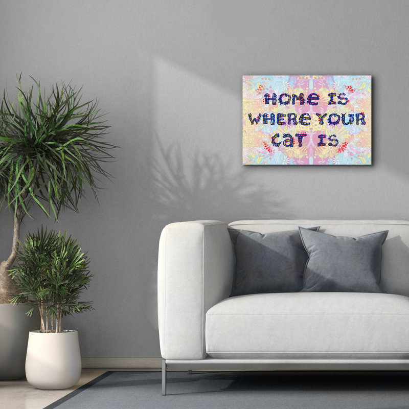 «Home Is Where Your Cat Is» par Dean Russo, art mural sur toile, H 18 po x l 26 po x P 0,75 po