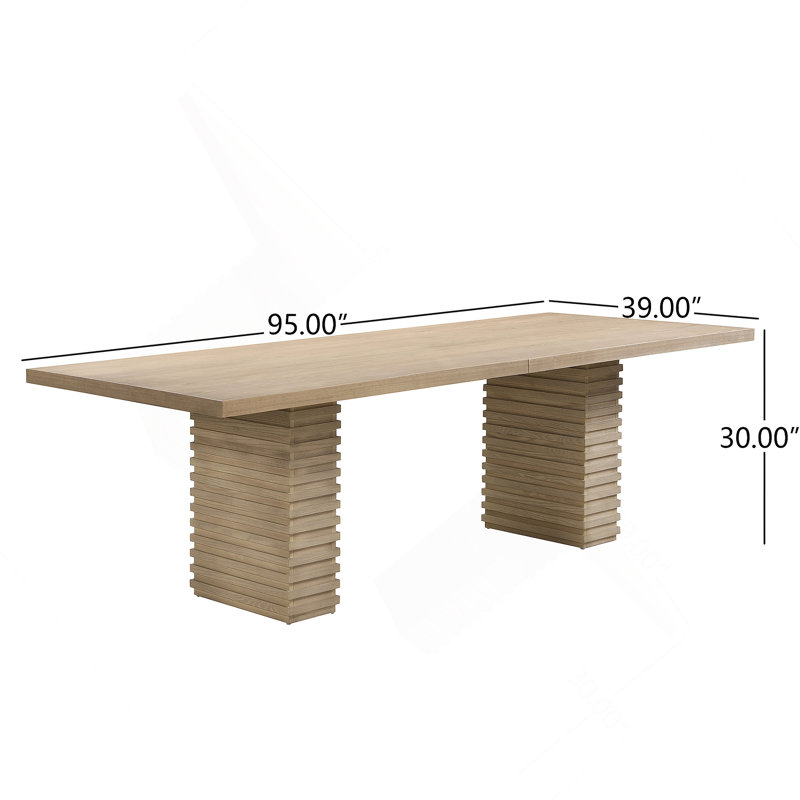 Table à manger 95 pouces (frêne clair), Bois de frêne naturel