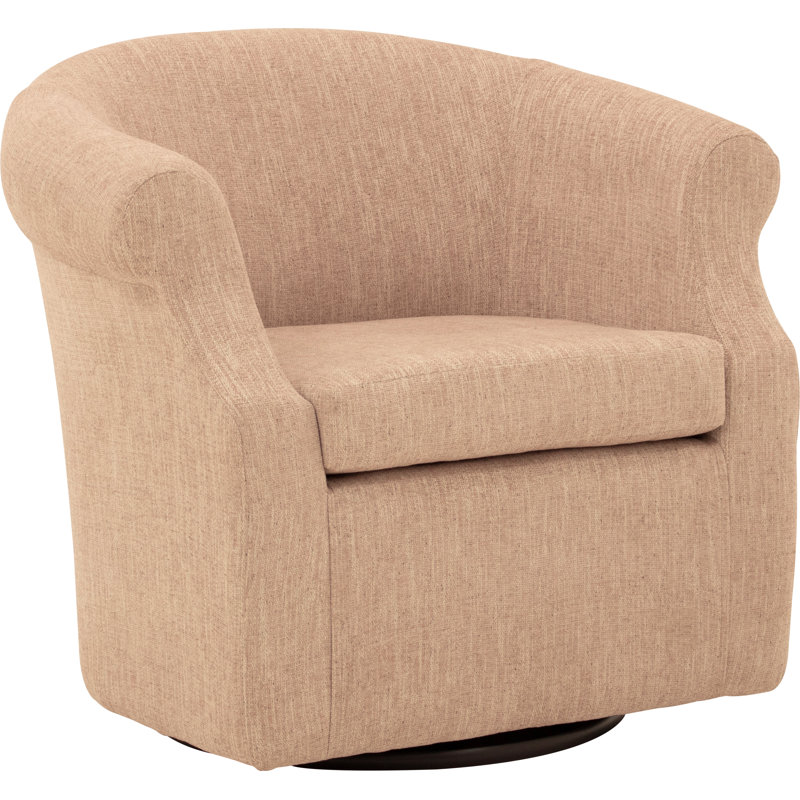 Buril Upholstered Swivel Barrel Chair, Hapden Blush Pink Polyester Blend