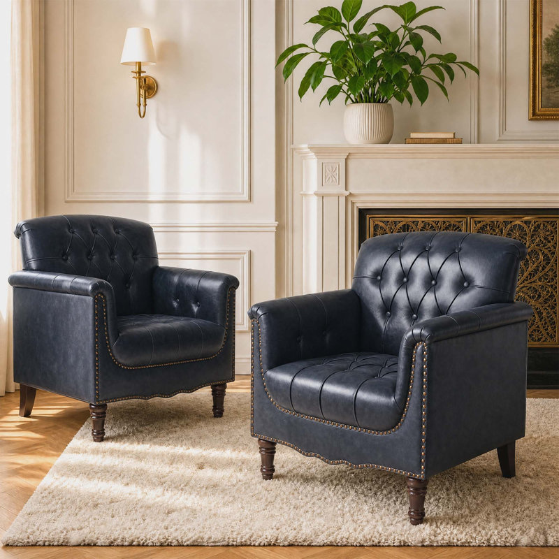 Fauteuil Enoks, Similicuir bleu et noir