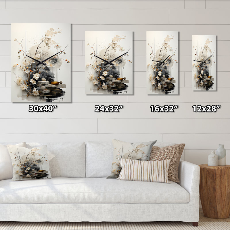 Asian Art Classics Sumi III - Horloge murale asiatique surdimensionnée, Grand