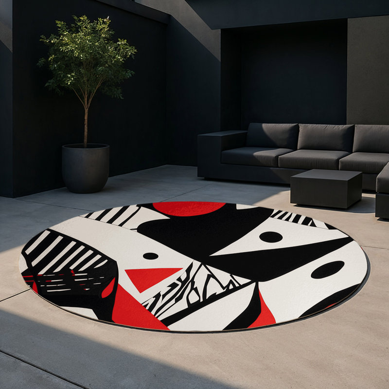 Tapis intérieur et extérieur Cerise Wave, Rond 5 pi