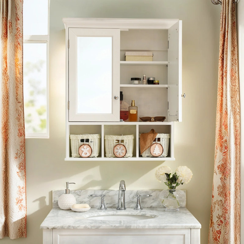 Petula 24.77'' W 30.27'' H Surface Framed Medicine Cabinet Mirror 2 Adjustable