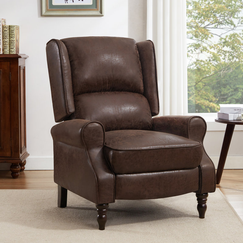 Atilio 30.5" Wide Manual Standard Upholstered Recliner, Dark Brown