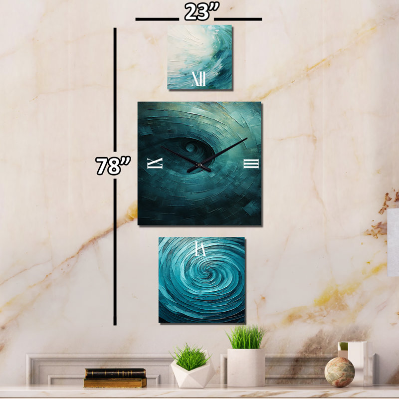 Teal Twisting Tranquility Spiral Metal Wall Clock