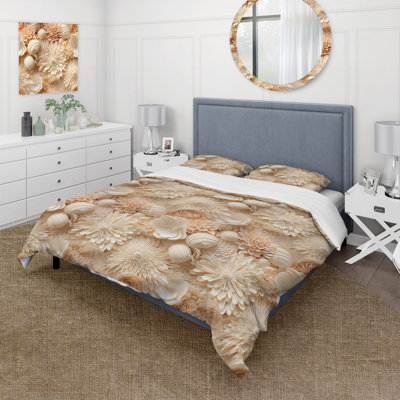 Seashell Lace Tropical Pattern Duvet Cover