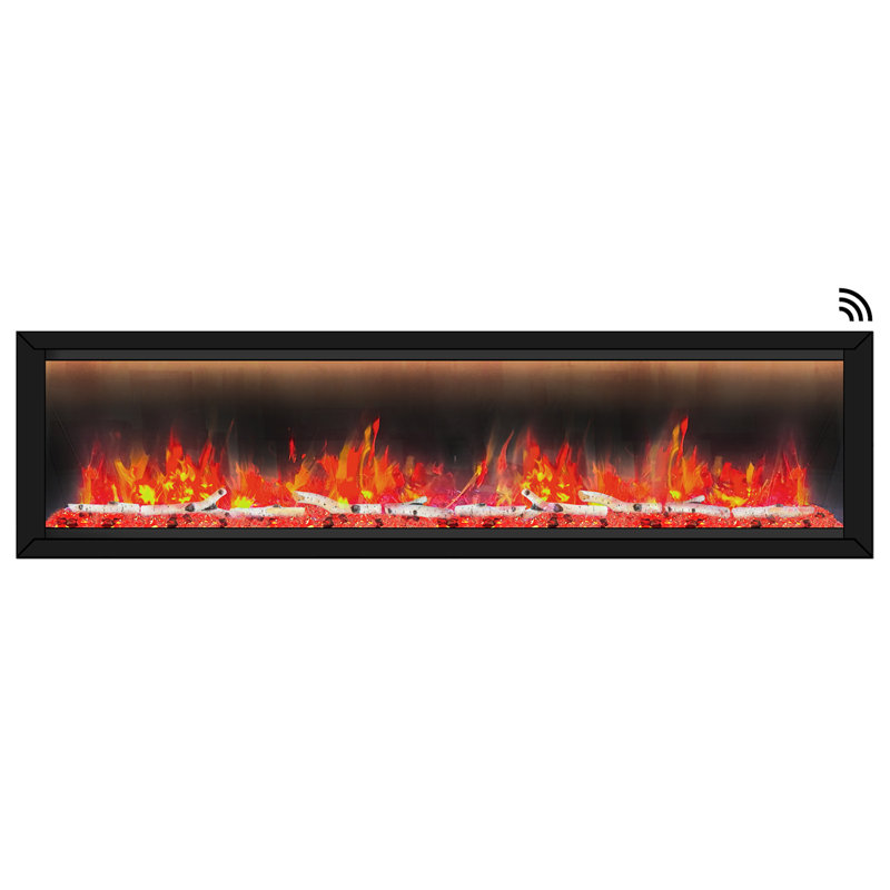 Black Electric Fireplace with 5000 BTU, 20.25" H x 76.5" W x 8.75" D