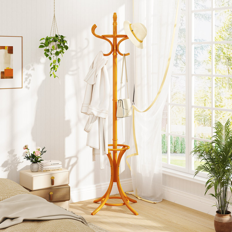 Solid Wood Freestanding Coat Rack, Oak