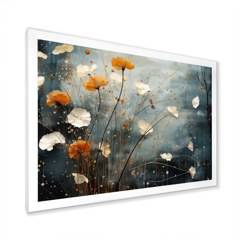 Coral Dandelion Floral Symphony III sur impression sur toile, H 12 po x l 20 po x P 1 po, Cadre photo blanc
