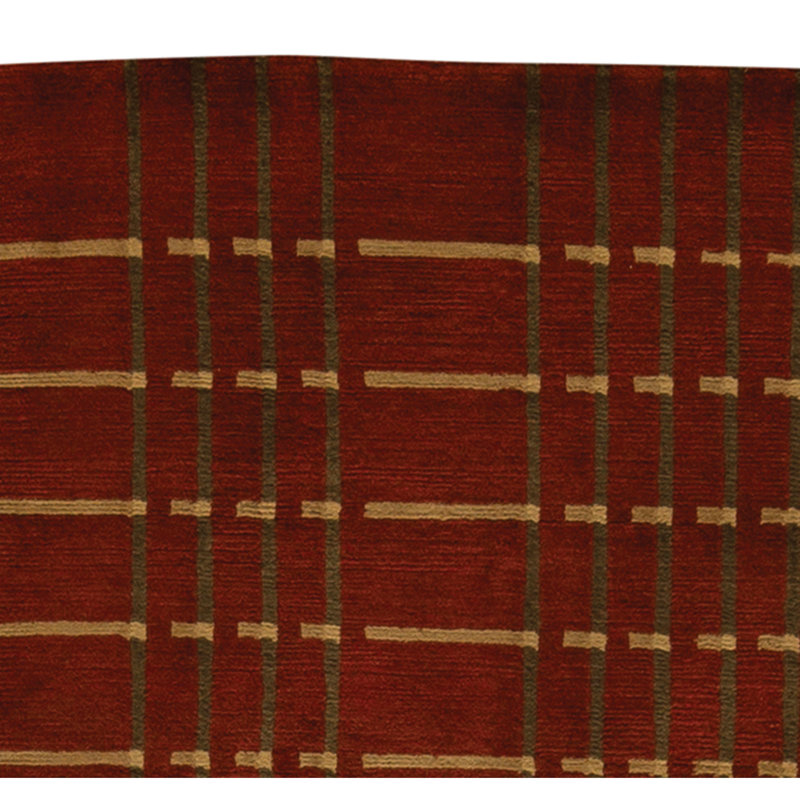 Hand Knotted Wool Area Rug in Red