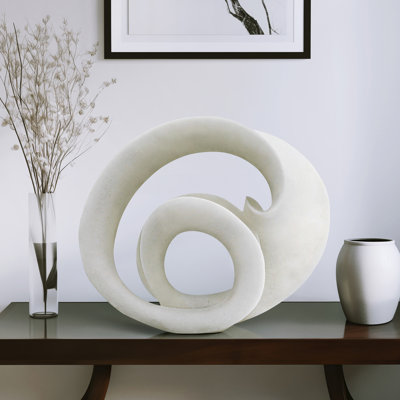 Elysia Decorative Object Resin Modern Abstract Sculpture 20” White for Home, Office, Bedroom, and Living Room.