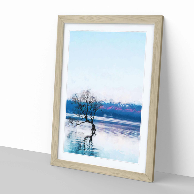 Tree in Lake Wanaka New Zealand - Framed Print, Oak, 91cm H x 60cm W x 2cm D