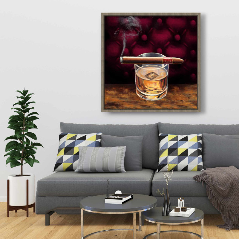 Art sur toile Scotch on Ice avec un cigare - Man Cave Food