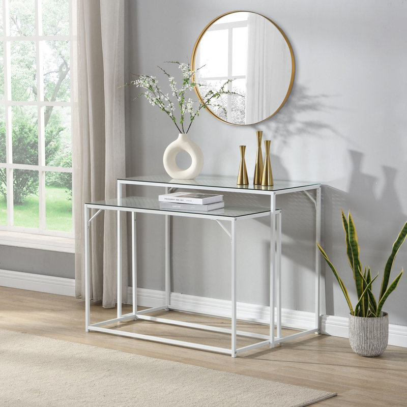100cm Glass Top Console Table, White