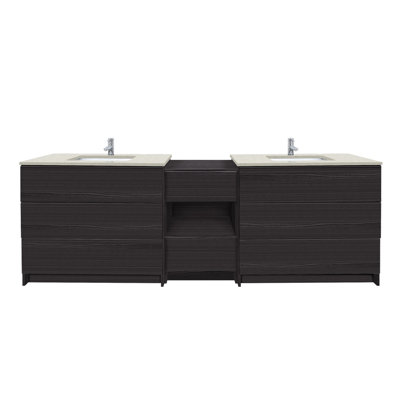 Ella 92'' Double Bathroom Vanity with Engineered Quartz Top