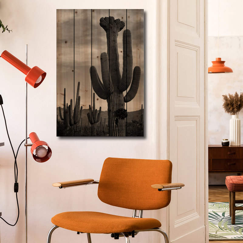 Reproduction d'art mural en bois - Saguaros, Saguaro National Monument par Ansel Adams, H 40 po x l 26 po